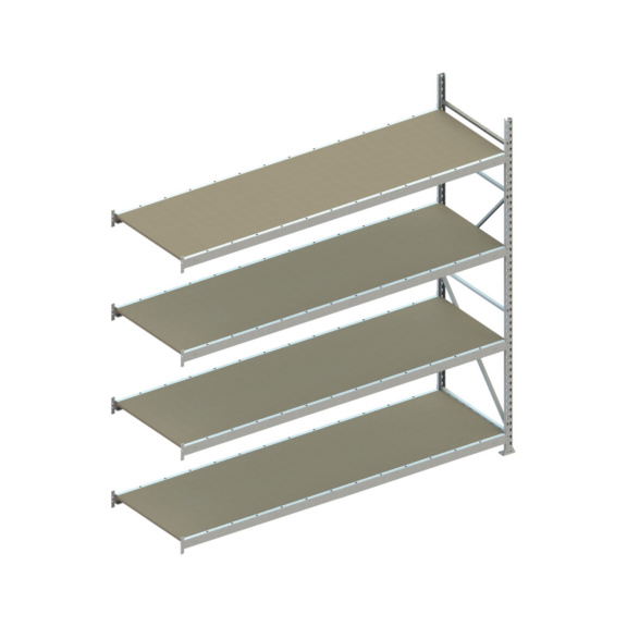 META Weitspannregal Mini-RACK Höhe 2500 mm, Anbauregal m.Spanplatte 2600x800 mm - Weitspannregal MINI-RACK