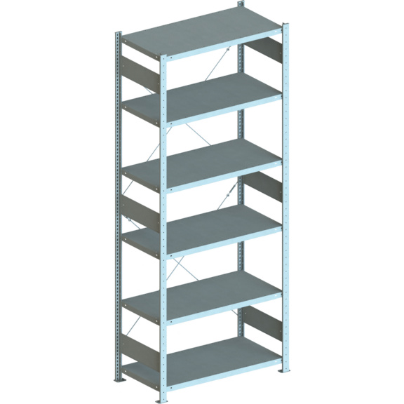 META S3 Steckregal CLIP 230 RAL7035 mit 6 Böden Grundregal 2500x1000x500mm - Fachboden-Steckregal einzeilig