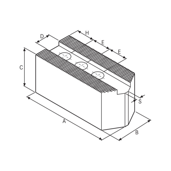 ATORN Aufsatzbacken weich angespitzt 77x35x35 mm M8 1,5 mmx 60 Grad E 22 mm - Aufsatzbacken weich, angespitzt