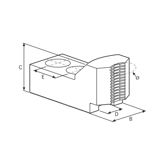 ATORN Greiferbacken für Stangenmaterial gehärtet 1,5 mmx 60 Grad M12 E 30 mm - Greiferbacken für Stangenmaterial, gehärtet