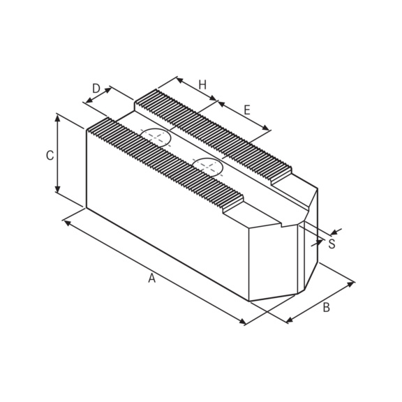 ATORN Aufsatzbacken weich angespitzt 65x40x40 mm M12 1/16 Zollx90 Grad E 24 mm - Aufsatzbacken weich, angespitzt