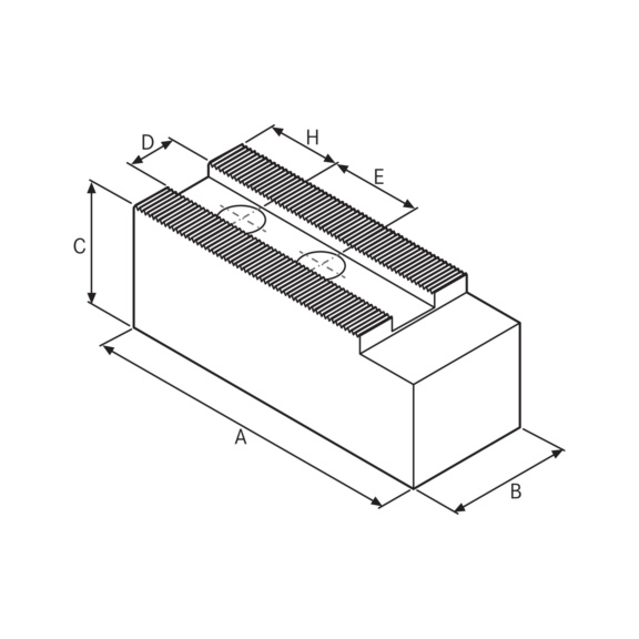 ATORN Aufsatzbacken weich 240x75x90 mm M24 3/32 Zollx90 Grad Bohrabstand 65 mm - Aufsatzbacken weich