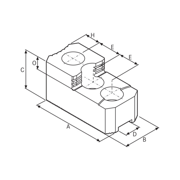 ATORN Umkehraufsatzbacke gehärtet 95x32x38 mm M12 1/16 Zollx90 Grad E 24.5 mm - Umkehraufsatzbacke, gehärtet