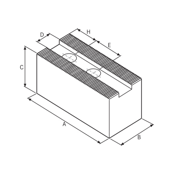 ATORN Aufsatzbacken weich 156x60x80 mm M20 3,0 mmx 60 Grad Bohrabstand 60 mm - Aufsatzbacken weich