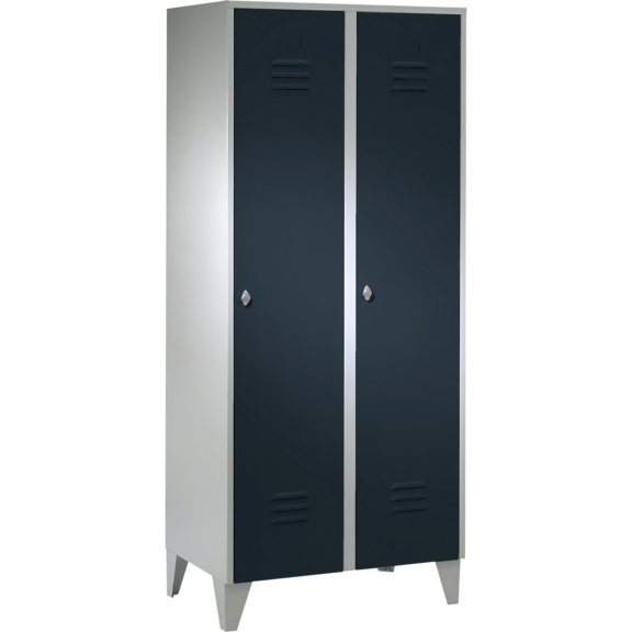 Kleiderschrank 2 Abteile 400 mm m. Füßen, 1850x 800x500mm RAL 7035/7016 - Kleiderschrank mit Füßen