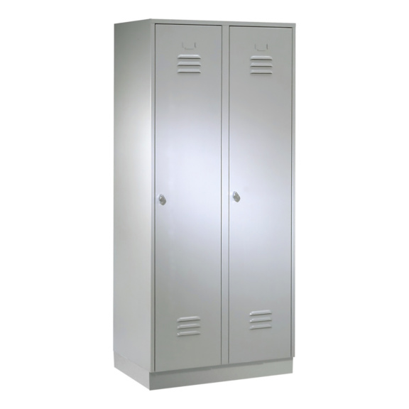 Kleiderschrank 2 Abteile 400 mm mit Sockel, 1800x 800x500mm RAL 7035 - Kleiderschrank mit Sockel