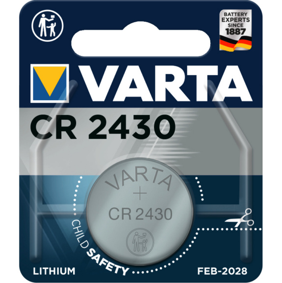 VARTA Knopfzelle Typ CR 2430 Blister mit 1 Stück 3 V 280 mAH - Knopfzelle CR2430