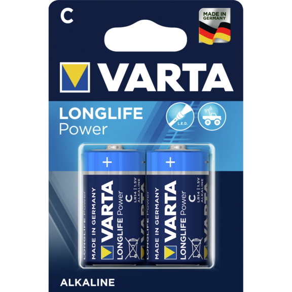 VARTA Batterien LONGLIFE POWER Baby Blister 2 Stück 1,5 V Alkali-Mangan Typ Baby - Batterien LONGLIFE POWER Baby C