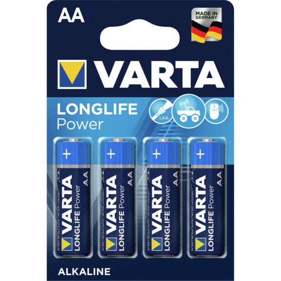 VARTA Batterien LONGLIFE POWER Mignon Blister 4 Stück 1,5 V Alkali-Mangan Typ AA - Batterien LONGLIFE POWER AA