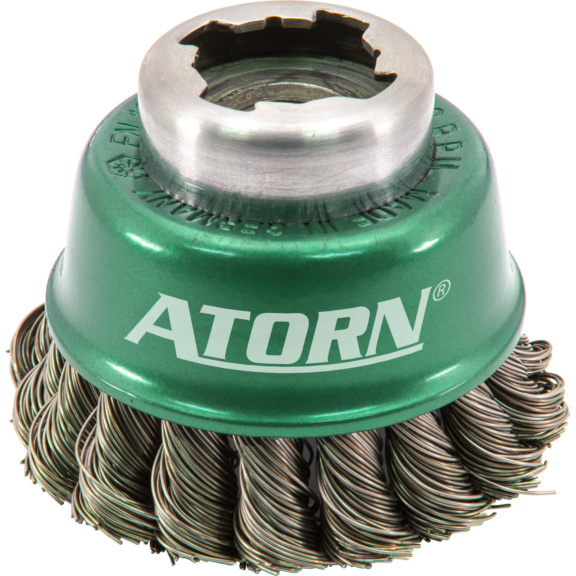 ATORN brosse cyl. mèches tors. X-LOCK dia. 65 mm, X-LOCK fil inox trs 0,5 mm - Brosse rotative conique X-LOCK