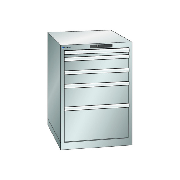 93.038.590.A LISTA, ESD Schubladenschrank 27x36E (BxTxH) 564x725x700xmm AUTO Lock RAL7035 - "ESD Schubladenschrank, 6 Schubladen"