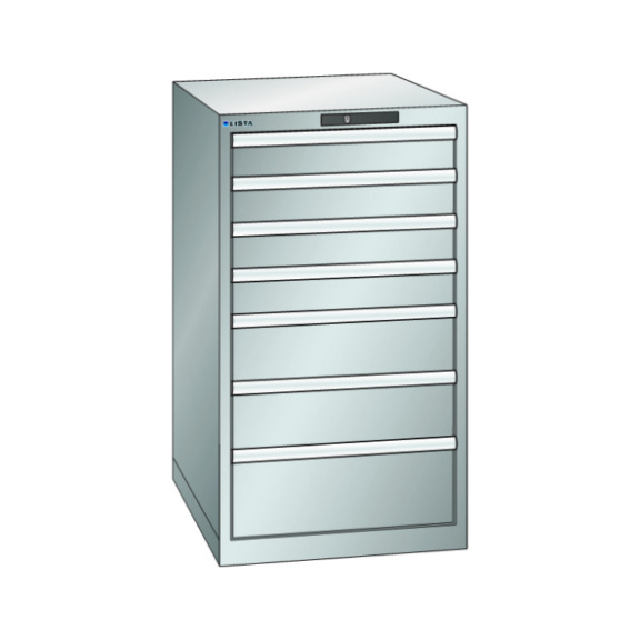 95.083.550.A LISTA, ESD Schubladenschrank 27x36E (BxTxH) 564x725x800xmm AUTO Lock RAL7016 - "ESD Schubladenschrank, 4 Schubladen"