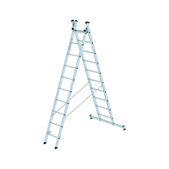 GÜNZBURGER Mehrzweckleiter 2-teilig mit nivello(R)-Traverse 2x10 Sprossen - Sprossen-Mehrzweckleitern aus Alu, 2-teilig