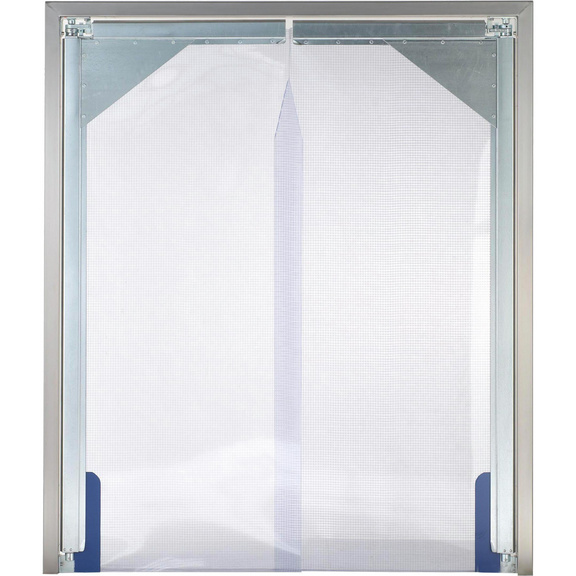 Pendeltür 2-flügelig 1750 x 3000 mm klar-transparent mit Gitternetzeinlage - Pendeltor aus PVC - verstärkte Gewebe-Ausführung