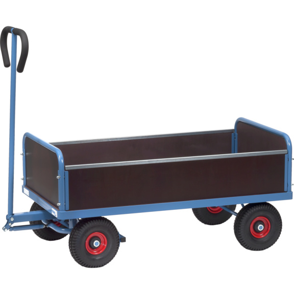 Handwagen 4052 - Vollgummiräder Tragfähigkeit 500 kg Ladefläche 1200 mm x 650 mm - Handwagen, 2-Achser, mit 4 Wänden