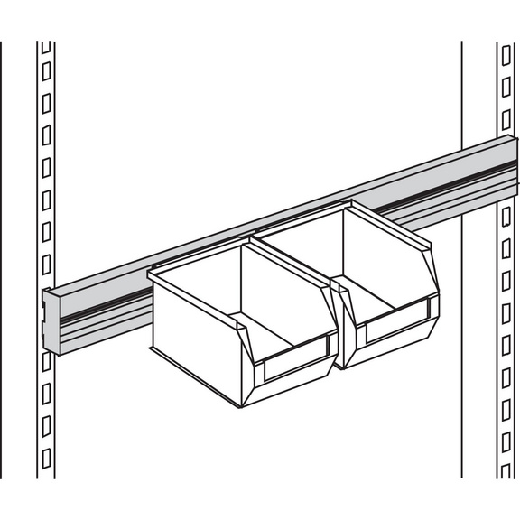 HK Greifschalenschiene 655 mm breit für HK Werkbank-Aufbau - Halteschiene für Sichtlagerkästen