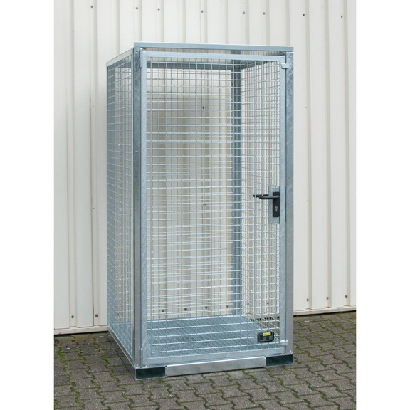 Gasflaschencontainer 1085x1090x2115 mm mit Gitterrostboden - Gasflaschencontainer mit Dach und Boden