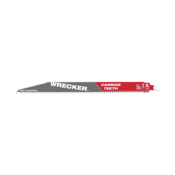 Lame de scie sabre à revêtement carbure MILWAUKEE Wrecker 300 x 6 mm, lot de 1 - Lame de scie sabre THE WRECKER avec dents en carbure 