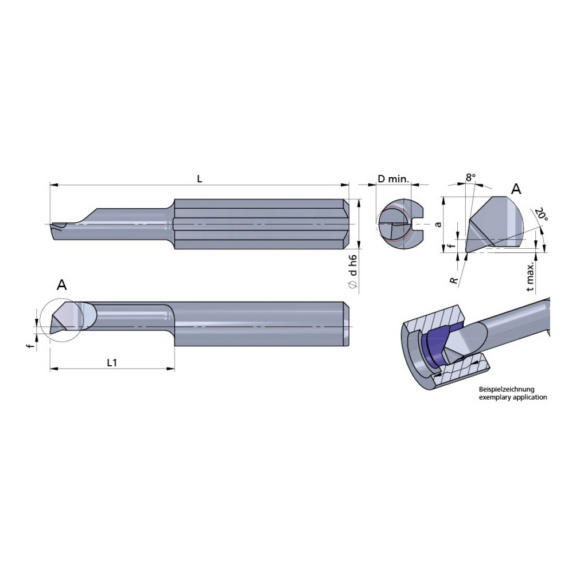 R050.25-5/K10F DÜMMEL, Ultramini Schneideinsatz Ø4x19; L1=5; R=0.05 - Typ 050, Ultramini Schneideinsatz