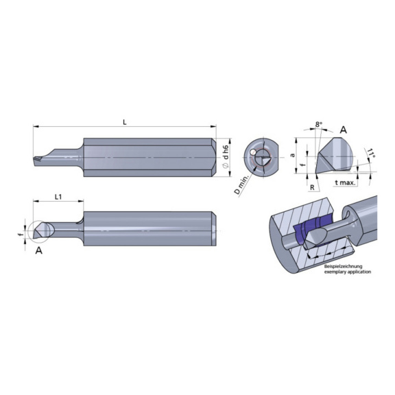 LM050.15-5/P07C DÜMMEL, Ultramini Mediline Schneideinsatz Ø4x19; L1=5; R=0.02 - Typ M050, Ultramini Schneideinsatz