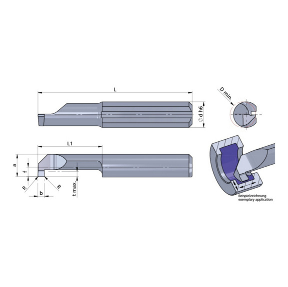 L005M0200-30/AL41F DÜMMEL, Ultramini Schneideinsatz Ø5x45; L1=30; b=2.0+0.05 - Typ 005M, Ultramini Schneideinsatz