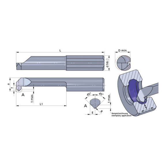 R060.6-20/K10F DÜMMEL, Ultramini Schneideinsatz Ø6x35; L1=20; 2x45° - Typ 060, Ultramini Schneideinsatz