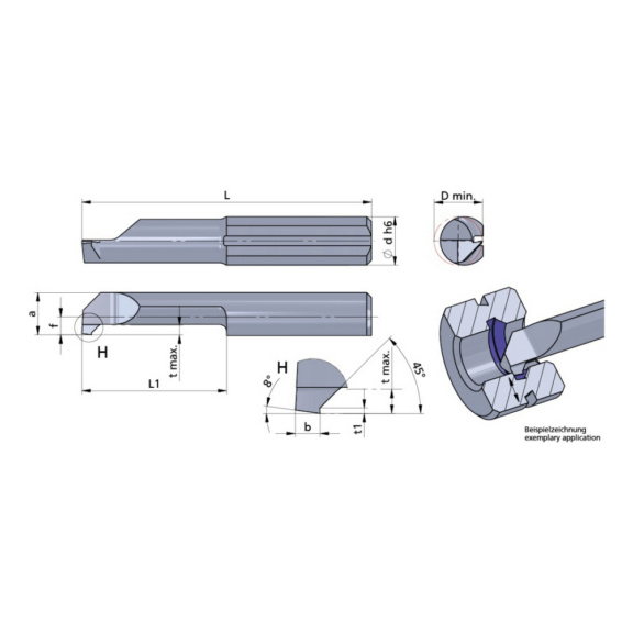 R070.4-16/AL41F DÜMMEL, Ultramini Schneideinsatz Ø4x30; L1=16; b=1.0; 45° - Typ 070, Ultramini Schneideinsatz