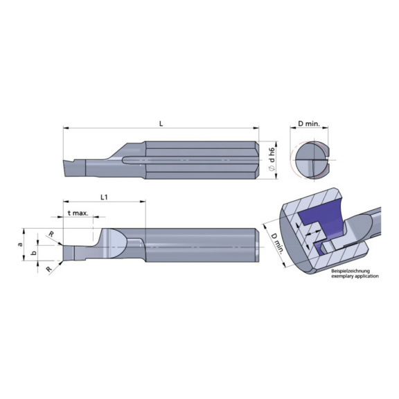 L510M2008-10/AL41F DÜMMEL, Ultramini Schneideinsatz Ø5x26; L1=11; b=2.0+0.05 - Typ 510M, Ultramini Schneideinsatz