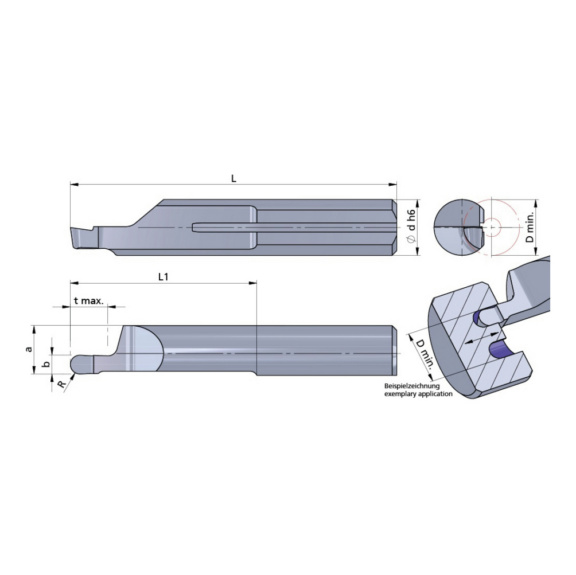 R620.2512-20/AL41F DÜMMEL, Ultramini Schneideinsatz Axial Ø6x35; L1=20; b=2.5; R=1.25 - Typ 620, Ultramini Schneideinsatz