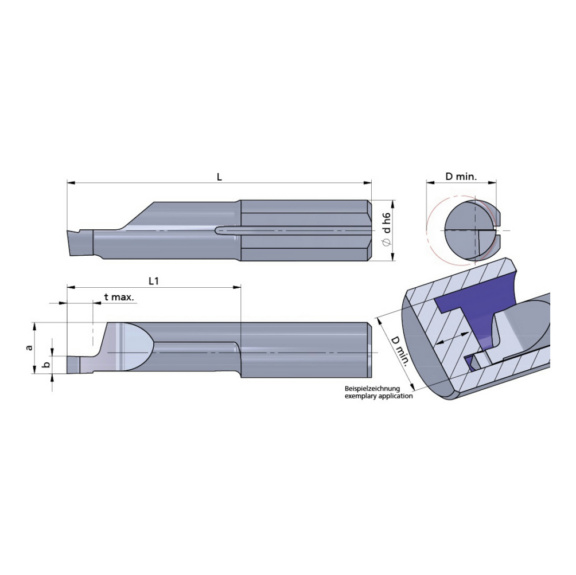 R010.3008-30/AL41F DÜMMEL, Ultramini Schneideinsatz Axial Ø7x45; L1=30; b=3.0+0.05 - Typ 010, Ultramini Schneideinsatz