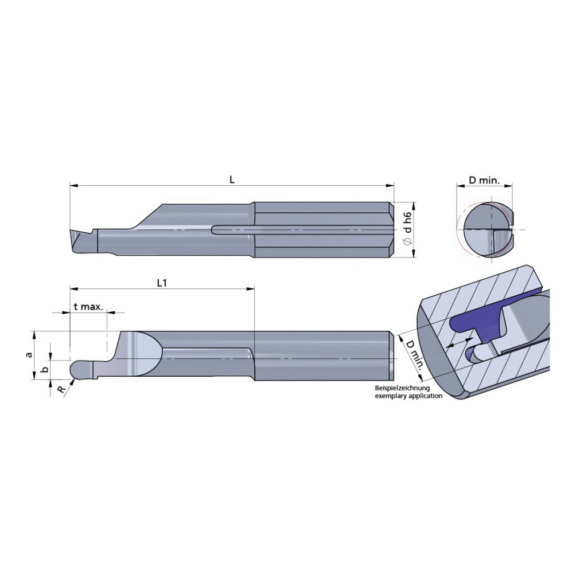 L010.1005-10/AL41F DÜMMEL, Ultramini Schneideinsatz Axial Ø7x26; L1=11; b=1.0; R=0.5 - Typ 010, Ultramini Schneideinsatz