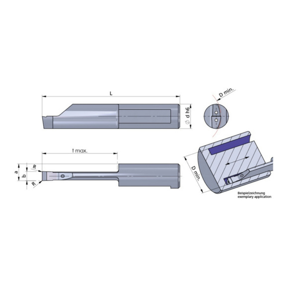 L020.0400-25/AL41F DÜMMEL, Ultramini Axial mit Doppelkühlung Ø8x45; L1=25; b=4.0+0.05 - Typ 020, Ultramini Schneideinsatz