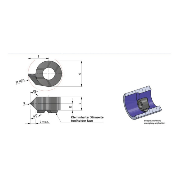 LS09.4545.02/AL41F DÜMMEL, Minicut Schneideinsatz 45°x45° R0.2 Dmin=9 - Typ S09, Minicut Schneideinsatz