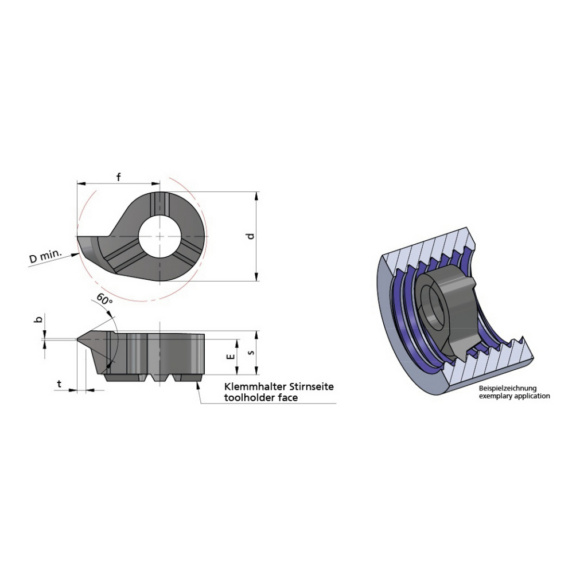 RS07.0510.01/AL41F DÜMMEL, Minicut Schneideinsatz 60°; P=1.0-1.25 - Typ S07, Minicut Schneideinsatz