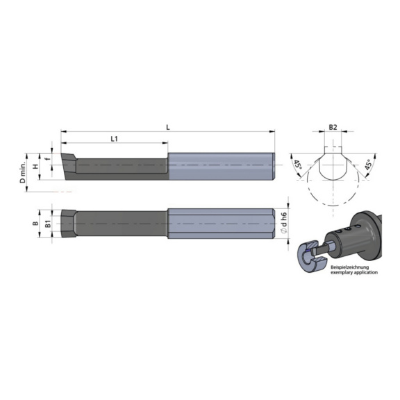 NPU.4545.1/AL41F DÜMMEL, Schneidplatte NPU L1=25 B=6.5 B1=3.6 2x45° Ømin.9 - Typ NPU, Schneideinsatz Nutstoßen