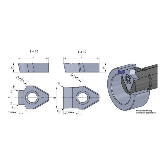 NPV.120D.03/AL41F DÜMMEL, Schneidplatte NPV DIN6885 (D9) b=12.08±0.01 R=0.3 tmax=5.7 - Typ NPV, Schneideinsatz Nutstoßen