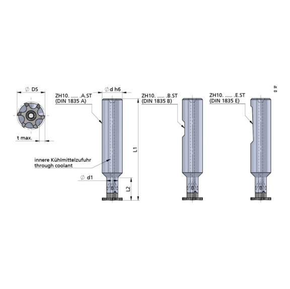 ZH10.0606.15.A.ST DÜMMEL, Minimill Fräserschaft Ø6x50; L2=15; d1=6 - Typ ZH10, Minimill Fräserschaft