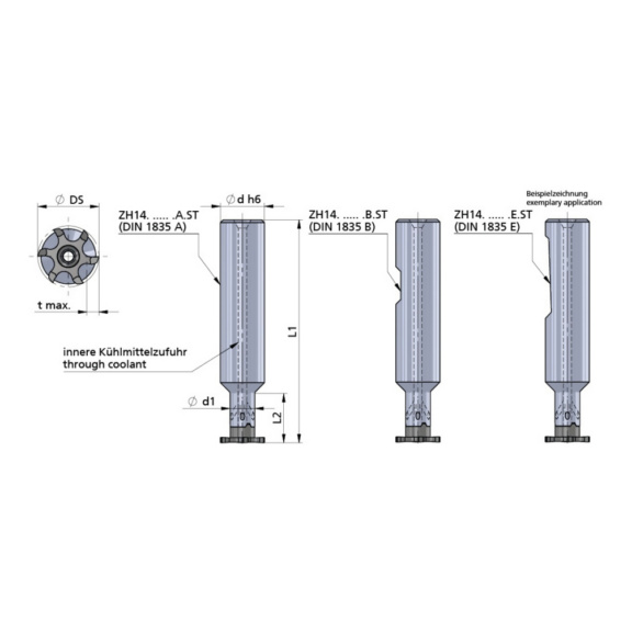 ZH14.0808.15.A.ST DÜMMEL, Minimill Fräserschaft Ø8x50; L2=15; d1=8 - Typ ZH14, Minimill Fräserschaft