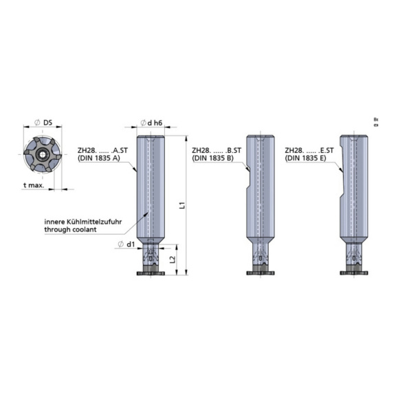 ZH28.1314.10.A.ST DÜMMEL, Minimill Fräserschaft D=13x70 L2=10.7 d1=14 - Typ ZH28, Minimill Fäserschaft