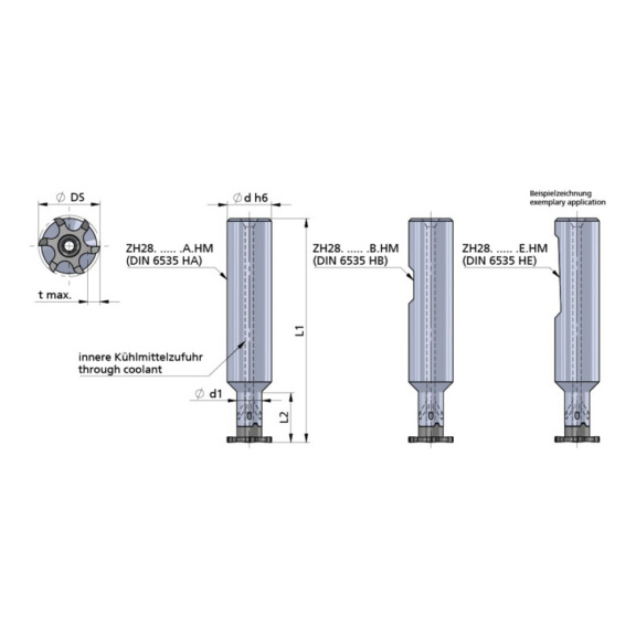 ZH28.1614.85.E.HM DÜMMEL, Minimill Fräserschaft D=16x160 L2=85 d1=14.3 - Typ ZH28, Minimill Fäserschaft