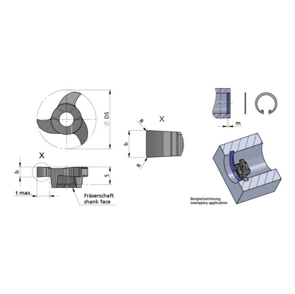 Z12.0100.01/AL41F DÜMMEL, Minimill Schneideinsatz D=12 b=1.00+0.02 R=0.1 - Typ Z12, Minimill Schneideinsatz