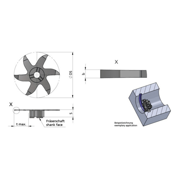 Z640.0080.00/AL41F DÜMMEL, Minimill Schneideinsatz ØDs=39.7; b=0.8+0.02 - Typ Z640, Minimill Schneideinsatz