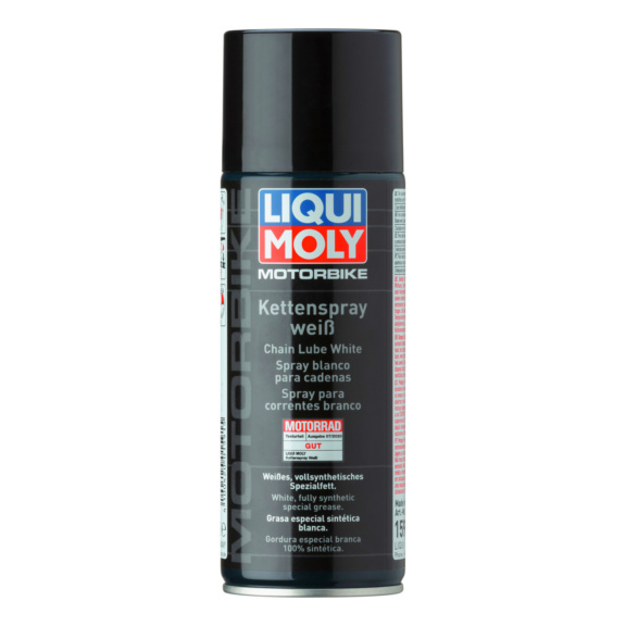 LIQUI MOLY Motorbike Kettenspray weiß Aerosoldose 400 ml Dichte 0,70 g/cm³ - Motorbike Kettenspray weiß