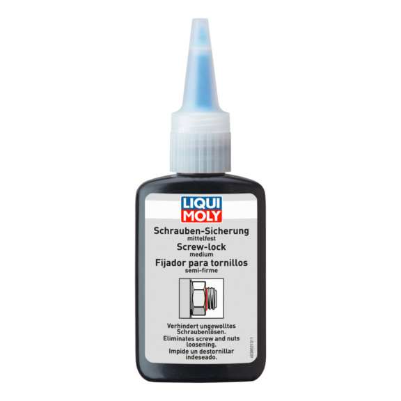 LIQUI MOLY Schraubensicherung mittelfest Kunststoffflasche 50g Dichte 1,10 g/cm³ - Schraubensicherung mittelfest