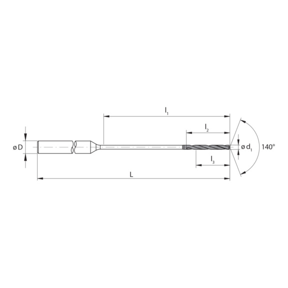 3CFS.30045.1, CrazyDrill Flex Steel 30xd Ø0.45 mm beschichtet - 3CF, VHM Hochleistungsbohrer