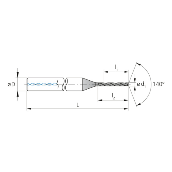 3CD.060155.CS, CrazyDrill Cool 6xd Ø1.55 mm beschichtet - 3CD, VHM Hochleistungsbohrer