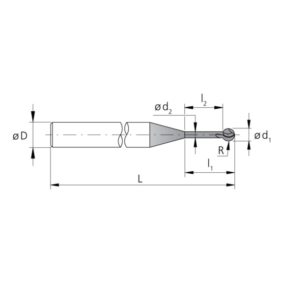 2.RC.040250.1, CrazyMill Radiuschamfer 4xd Ø2.50 mm beschichtet - 2.RC, VHM Fasenfräser