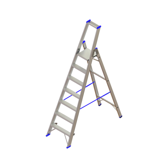 ATORN Alu-Stufenstehleiter mit Plattform 7 Stufen, 1-seitig - Alu-Stufenstehleiter