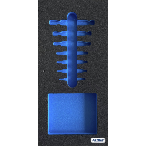 ATORN Hartschaumeinlage leer, passend für sieben Gewinde-Grenzlehrdorne M3-M12 - Hartschaumeinlage, leer - Gewindegrenzlehrdorne 7