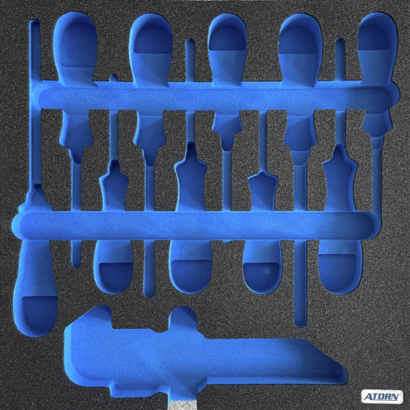 ATORN Hartschaumeinlage leer, passend für 11-teiliges Schraubendreher-Sortiment - Hartschaumeinlage, leer - Schraubendreher-Sortiment 11